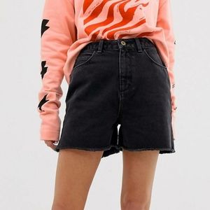 Collusion black denim mom shorts